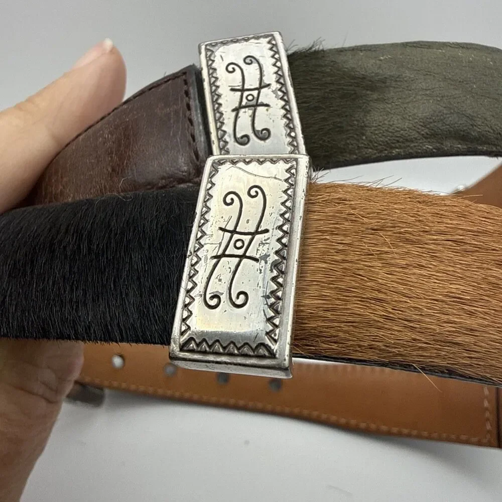 Brighton Men's Leather Belt 04800 Multi Color Band Silver Tone 34 ?Cowhide